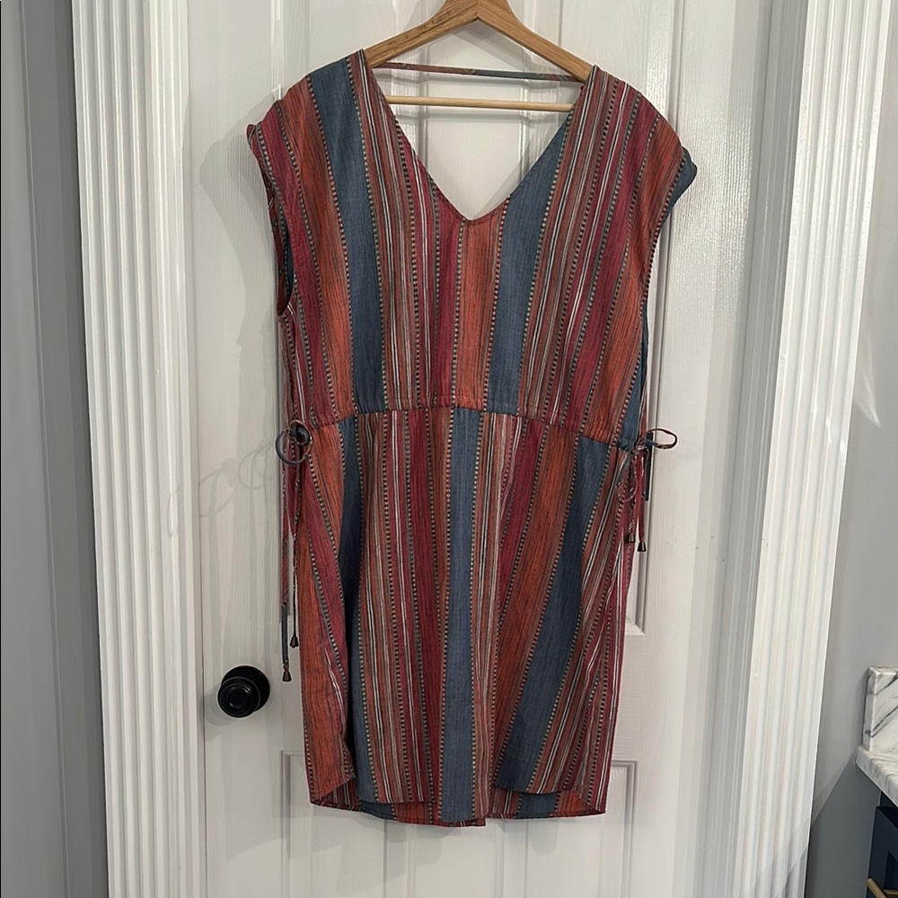 Universal Thread Southwest Look Orange and Blue Dolman Sleeve Mini Dress
